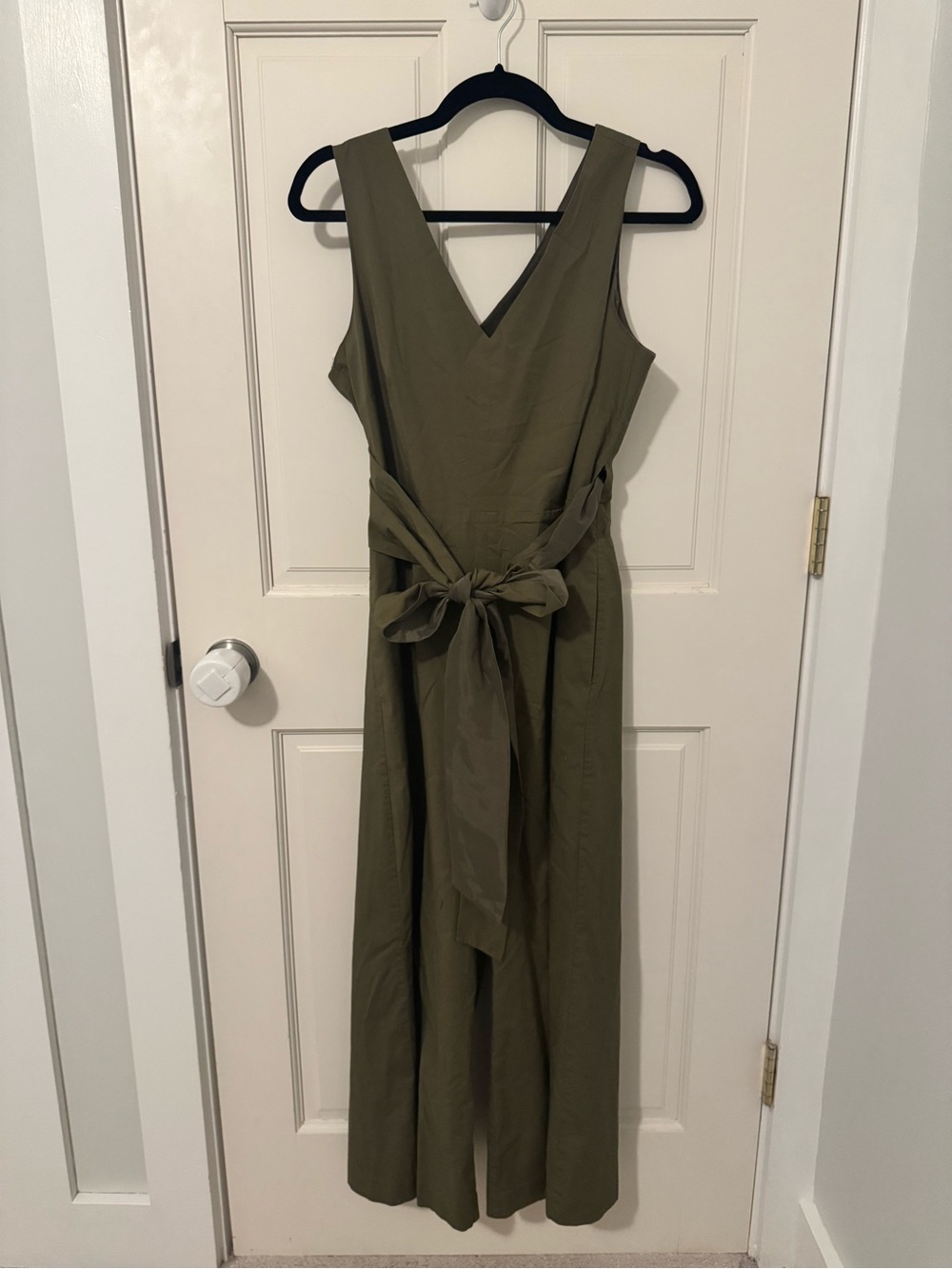 J.Crew Wrap-Tie Poplin Jumpsuit Olive Size 10